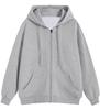EASTEMPO Long Solid Loose Plus Sizes Women's Fall/Winter Fleece-Lined Hoodie, Sleeve, Zip-Up, Thick, Color, Fit, Stylish, (JP, Alphabet, 2XL, Gray)