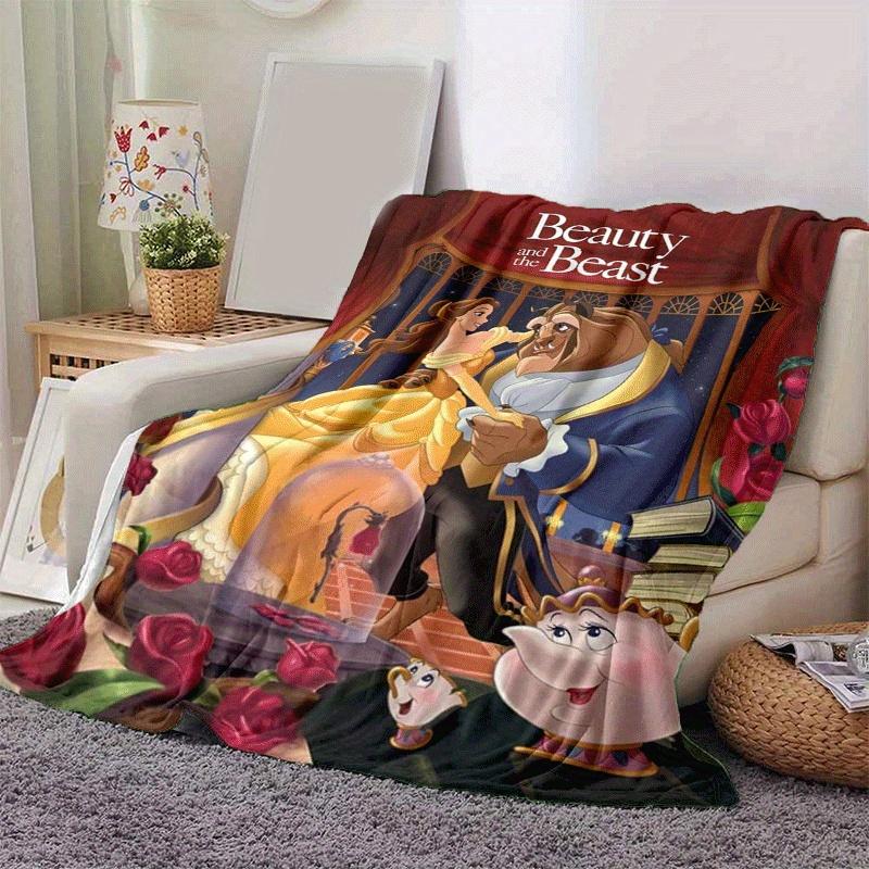 1pc Beauty and The Beast Printing Blanket - Soft, All-Season Throw for Office Blanket,  | Personalized Gift with Adorable Cartoon Design