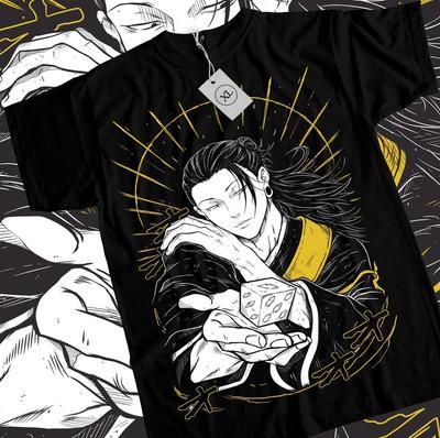 Anime-T-Shirt mit Zauberermotiv, schwarz, alle Größen, Unisex
