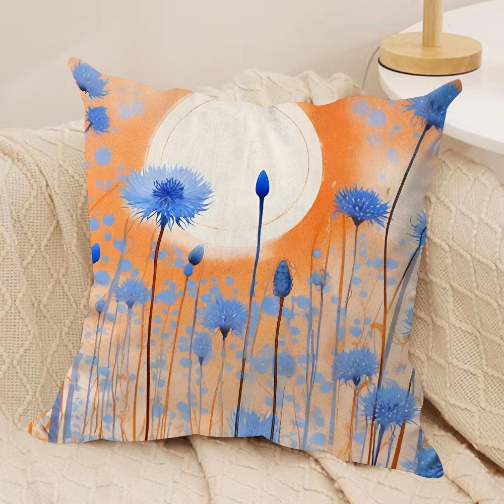 Flower Cornflower Cushion Cover Soft Plush Fabric DoubleSided Printed Sofa Cushion Cover for All Seasons Home Decor Gift