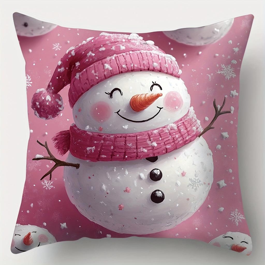 Weihnachtsdekor Kissenbezug Neujahrsgeschenk Niedliches Schneemann Weihnachtsmann Muster Heimdekoration Sofakissenbezug