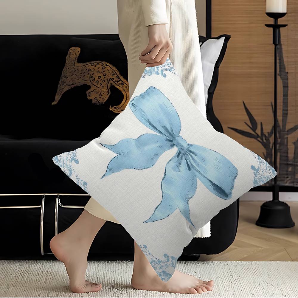 Simple INS Blue Bow Stitch Lucky Dragon Pillow Cover Sofa Cushion Cover Home Room Decoration Children Gift