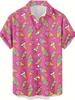 Camicia Casual da Uomo con Stampa 3D di Gelato e Bevanda Fredda, alla Moda e Stile Street Hip-Hop Rock Hawaiano