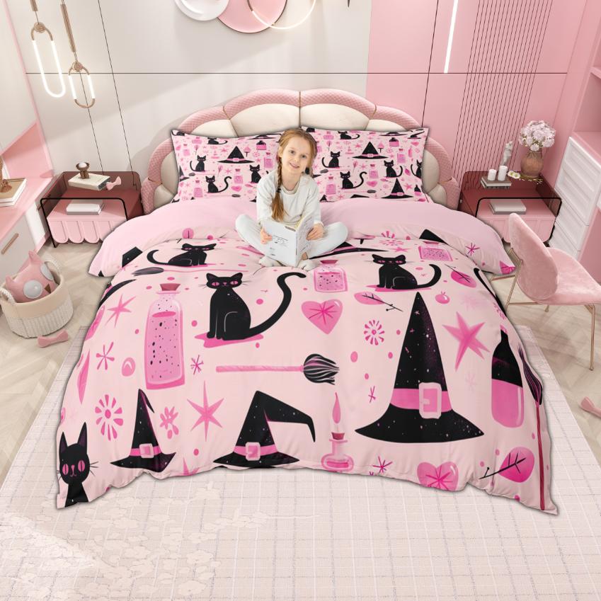 

Comforter Homewish Cartoon Black Cat For Kids Halloween Pumpkin Bedding Set Festival Theme Gifts Bed Set Comforter (quilt)-EU Single(135*200cm)3pcs