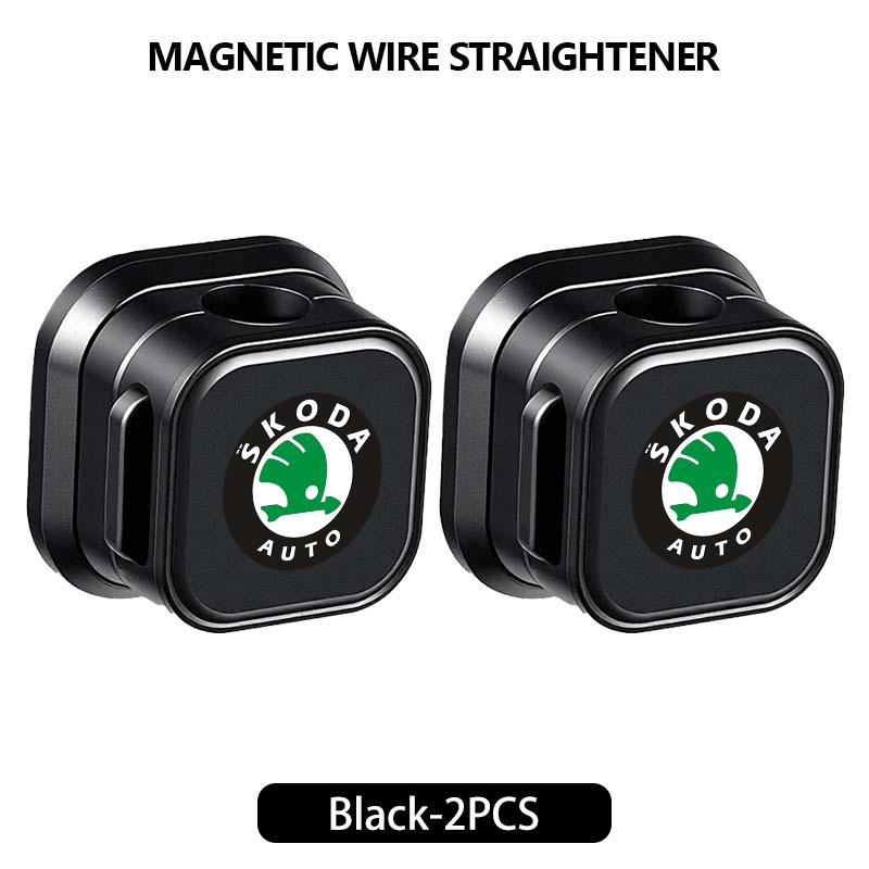 Lhwqr2 For Skoda Magnetic Protector Cable Clip Organizer USB Charger Cable Holder Cable Management Kodiaq Fabia Kamiq Karoq Octavia 2 3