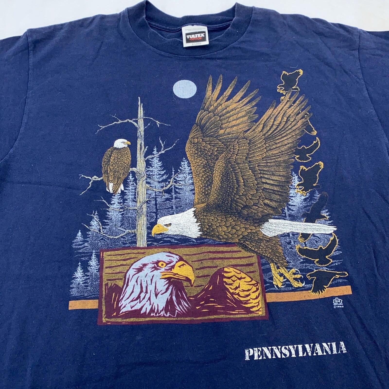 

vintage 90s PENNSYLVANIA BALD EAGLE NATURE T-Shirt LARGE/XL wild animal soft L