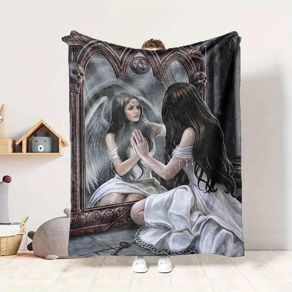 Angel Reflection Flannel Blanket Throw Blanket Soft Warm Sofa Bed Camping Home Decor Unique Christmas Gift Cs92271