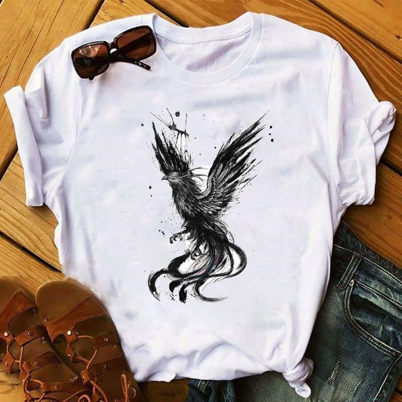 

Cute Casual Butterfly Graphic Women s T-Shirt Summer Loose Blouse 90S Short Sleeve Tees O-Neck Ladies White Tops Female Clothing S білий