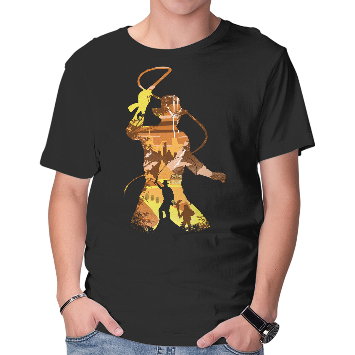 Unisex Crew Neck T-Shirt Antique Adventurer Graphic Short Sleeve Casual Tee L