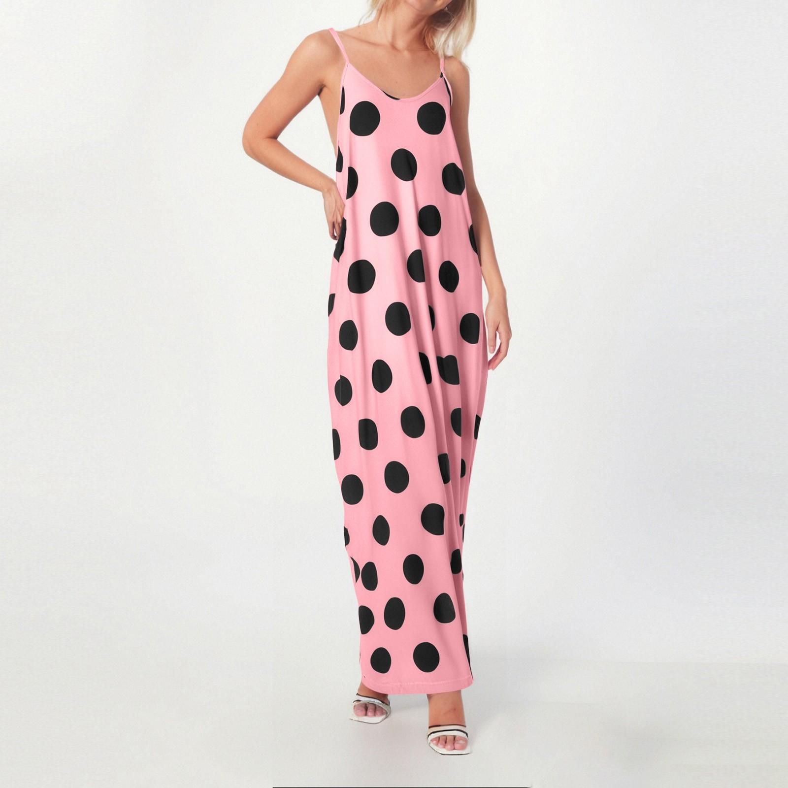 

Женское модное платье-комбинация без рукавов с принтом XL розовый