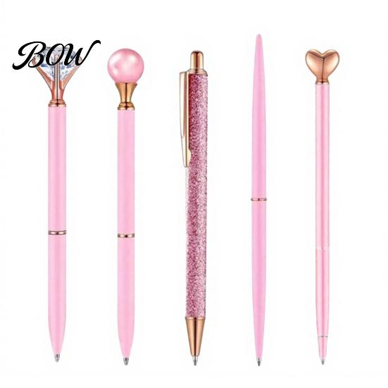 Sturdy Pocket Clip Pen 5PCS Metal Diamond Ballpoint Pens, with Sparkling Rhinestone Decor, Luxury Glitter Writing Smooth Press Mechanism Pen, for Kids