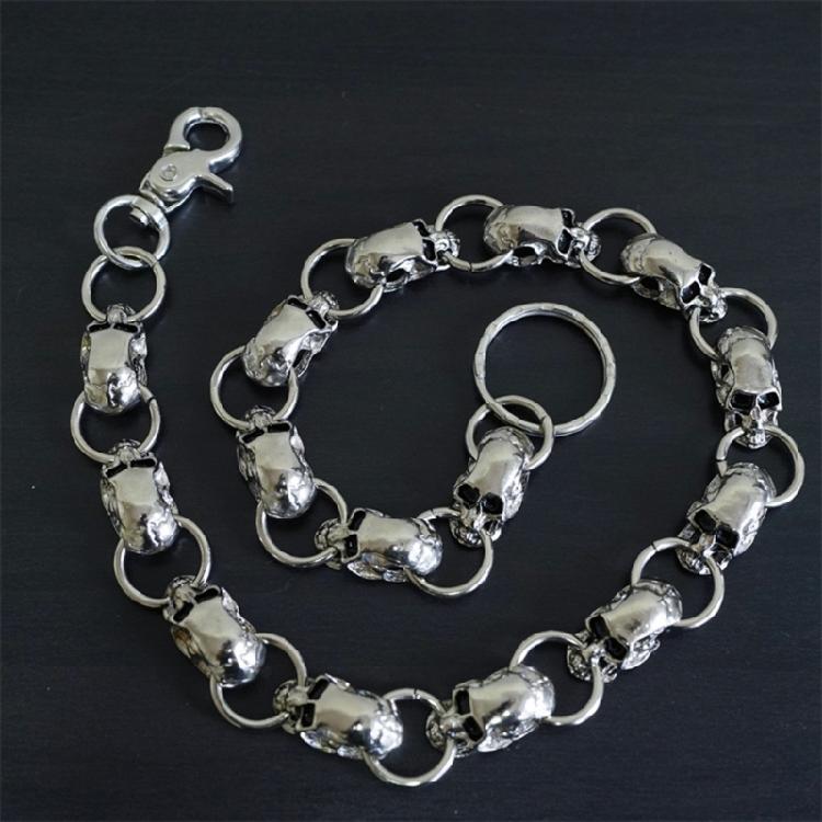 Catena Pesante Robusta per Portafoglio da Biker Catena con Teschio Punk Portachiavi Metallico Catena con Moschettone