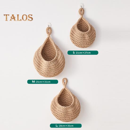 Crochet Hanging Fruit Basket Decorative Handmade Vegetable Storage Basket Mesh Bag Space-Saving Fruit Display Container Home Kitchen Decor
