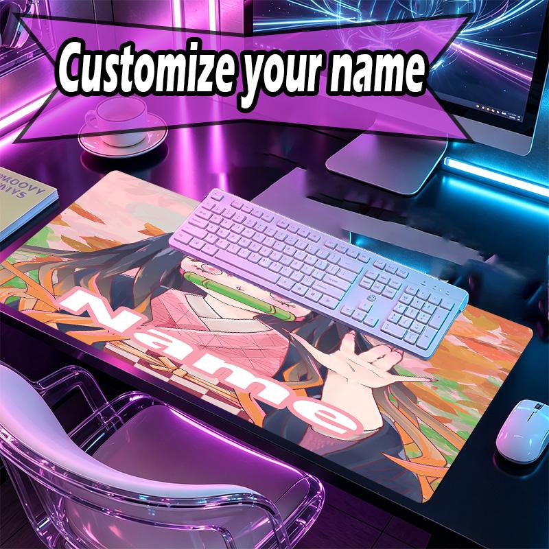 Custom Name Personalized Demon Slayer Pattern Mousepad, Laptop PC Desk Mat, Decorative Desk Mat for Home Keyboard Pad Gift