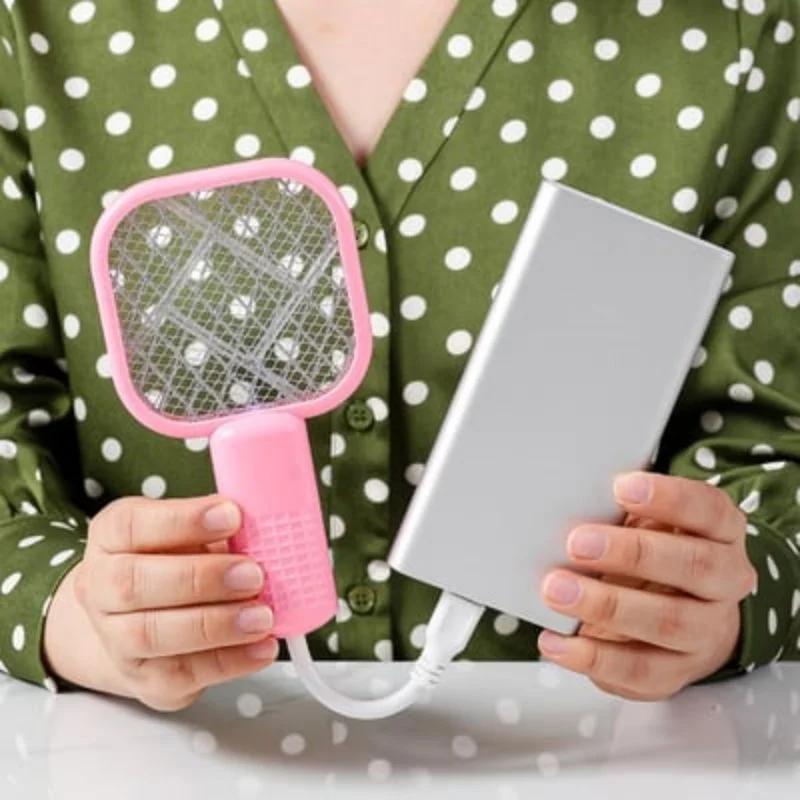 USB Mini Electric Mosquito Swatter UV Light Fly Bug Zapper Insect Racket Rechargeable Summer Fly Swatters Trap For Home Outdoor