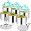 Stainless Steel Round Cake Molds 6-Pack, 7.5cm Mousse Ring Pastry Cutter with Cake Press and Lifter, Baking Ring for Dessert