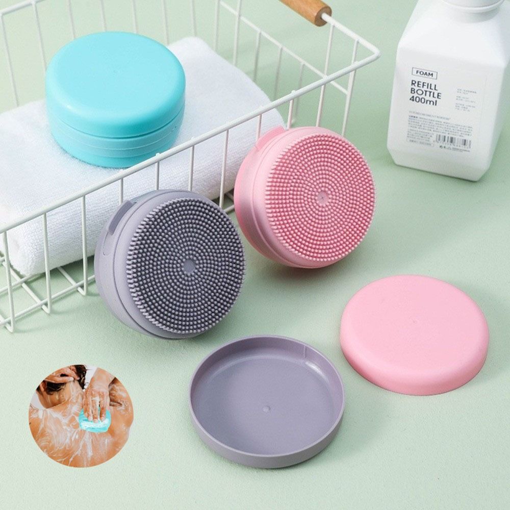 Hanging Rope Silicone Bathing Brush Massage Body Scrub Soap Box Shower Head Scrubber  Household