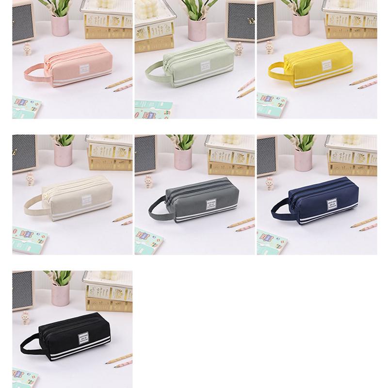 Doppellagiges, tragbares Federmäppchen aus Oxford-Stoff mit Doppelreißverschluss für die Aufbewahrung von Schreibwaren für Schüler zum Schulanfang