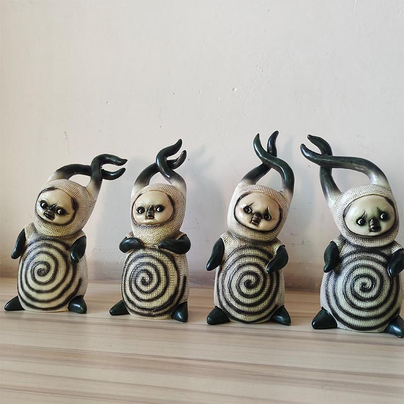 2023 Baby Goblin Halloween Dolls Decorative Figurines Art Quadruplet Ghost Doll Figurine Crafts for Garden Courtyard Small Decor Kawaii Gifts