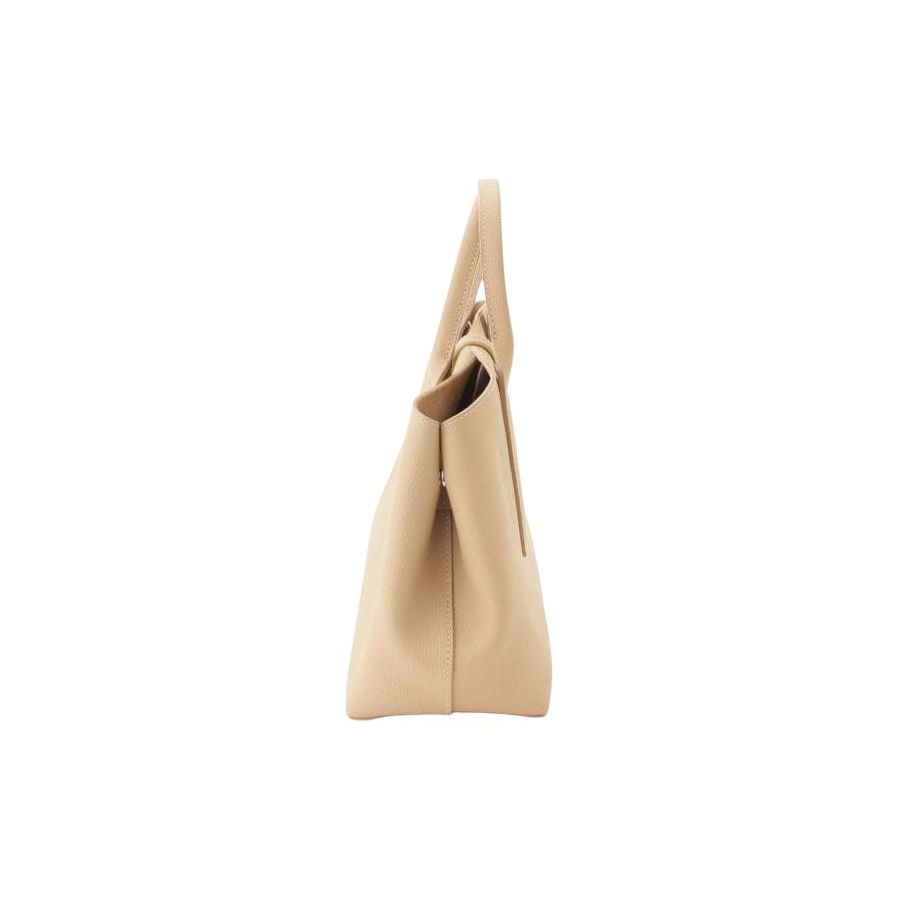 Longchamp Le Roseau 30 Solid Color Bamboo Buckle Closure Leather Big Bag Crossbody Handbag Medium Women handbags Sand-Gray 10058HPN414