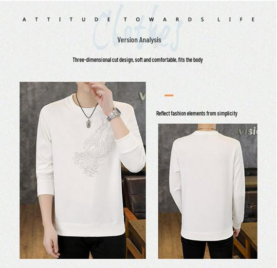 Męska modna koszulka z długim rękawem i okrągłym dekoltem - Kolekcja Jesień 2025