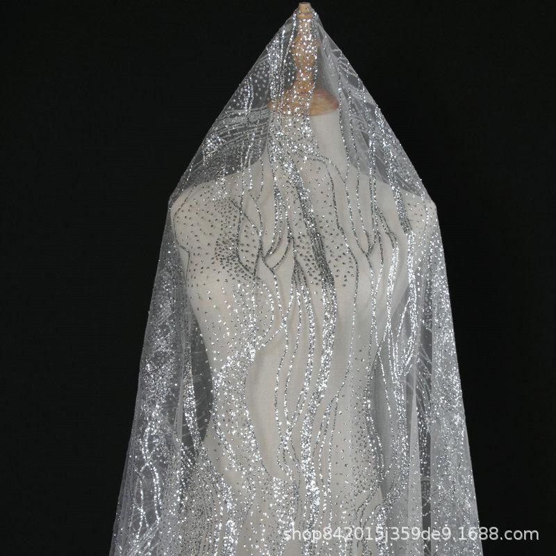 Champagne Gold Sequin Mesh Fabric for Wedding Dress and Ceiling Decor