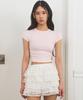 Limekeu Side Shirred Crop T-Shirt Pink