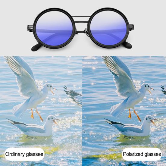 Adjustable Tint Sunglasses for Men Women UV Protection Round Polarized Sunglasses Retro Circle Eyeglass with Gradient Lenses