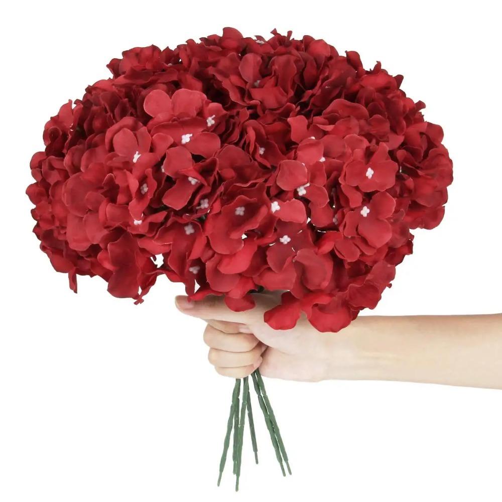 6 szt. Sztuczne Kwiaty Hortensji z Łodyżką Jedwabna Hortensja Sztuczny Kwiat do DIY Kwiatowe Środki Stołu Weselnego Dekoracja Domowego Przyjęcia