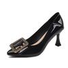 High heels women's stiletto pointed toe nude single shoes women's shoes women's middle heel fashion square buckle