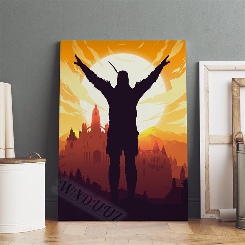 Classic Game Dark Souls Figure Canvas Painting Print Poster For Living Room 80s Retro Art Home Wall Decor Picture Game Fan Gift