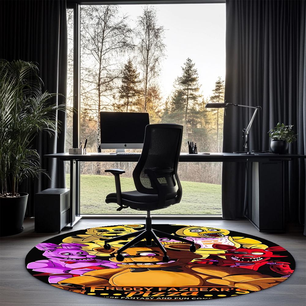 Five Nights at Freddy's Bedruckter Runder Teppich Teppichboden Stuhlteppich Bereichsteppich Eingang Fußmatten, für Bürostuhl Wohnzimmer Schlafzimmer Küchenraum.