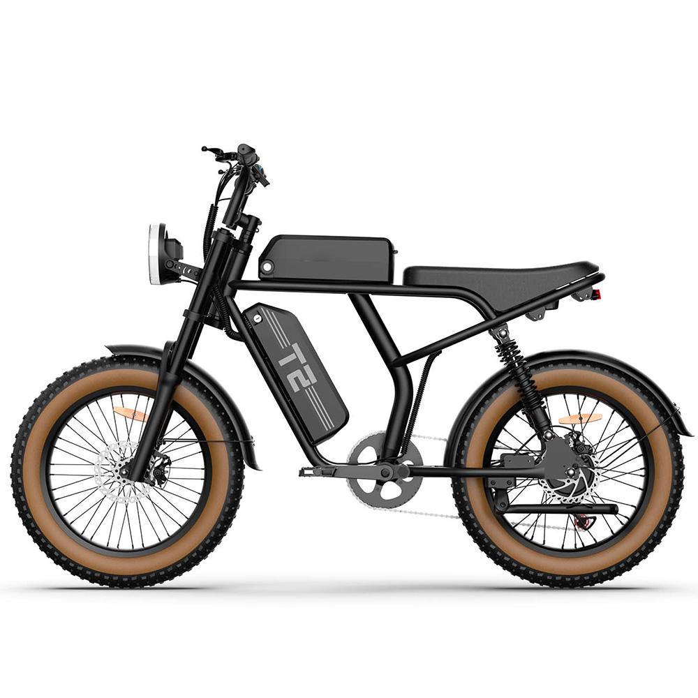 Urlife T2 Electric Bicycle 20" Fat Tire 500W Motor All Terrain Adult Electric Bike 7 Speed Dual Disc Brakes Max Load 120Kg