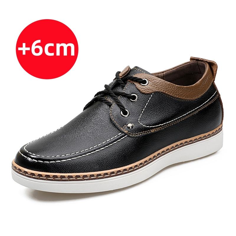 Italian Style Men's Genuine Leather Casual Shoes Outdoor Oxford Shoes Anti Slip Wear-resistant Men's Height Increasing Shoes
