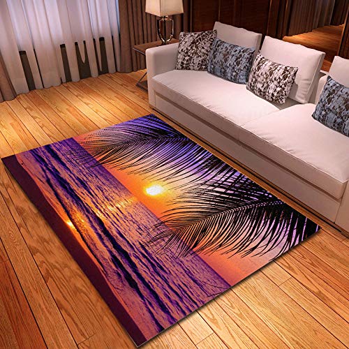 Hawaiian Beach Palm Tree Carpet Ocean Beach Area Rug Tropical Sea Sunset Floor Mat Living Room Home Indoor Mat Bathroom Doormat