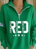 Winter 2026 American Flag Print Women's Half-Zip Hoodie