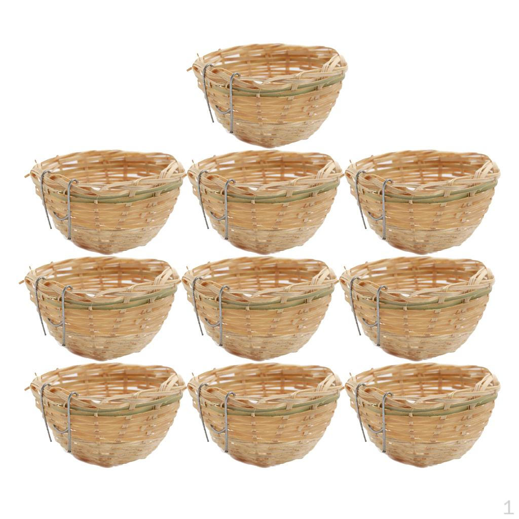 

Упаковка 10 шт. 4-дюймовых гнезд для высиживания и разведения канареек, ручной работы из прутьев, с крючком