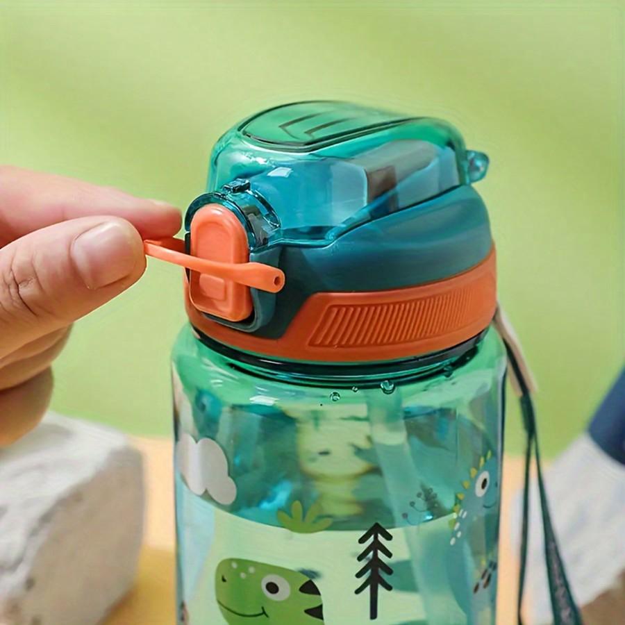 Cartoon Water Bottle with Cute Leakproof Lid and Bouncing Cover, Plastic, Suitable for Outdoor Camping and Sports