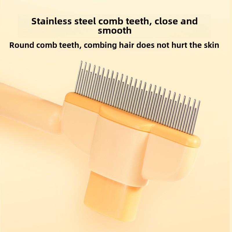 Cat Self-cleaning Needle Comb Dog Hair Removal Brush Pet One-click Hair Removal Row Comb Stainless Steel Teddy Dog Comb Cat Supplies