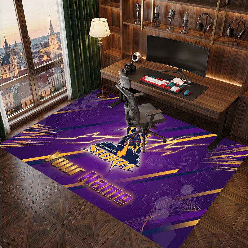Melbourne Storm Personalisiertes Kristall-Samt-Teppich, Benutzerdefinierter Namens-Text Weicher Anti-Rutsch-Teppich für Wohnzimmer Schlafzimmer