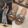 Bow Slippers Women's New Summer Leopard Print Versatile Flat Bottom Non-slip Outer Wear Schoolgirl Fashion Thick Bottom Sandals