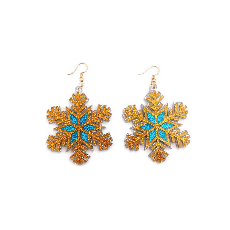 

Blue Snowflake Acrylic Dangle Earrings - Festive Holiday Jewelry for Women золотой