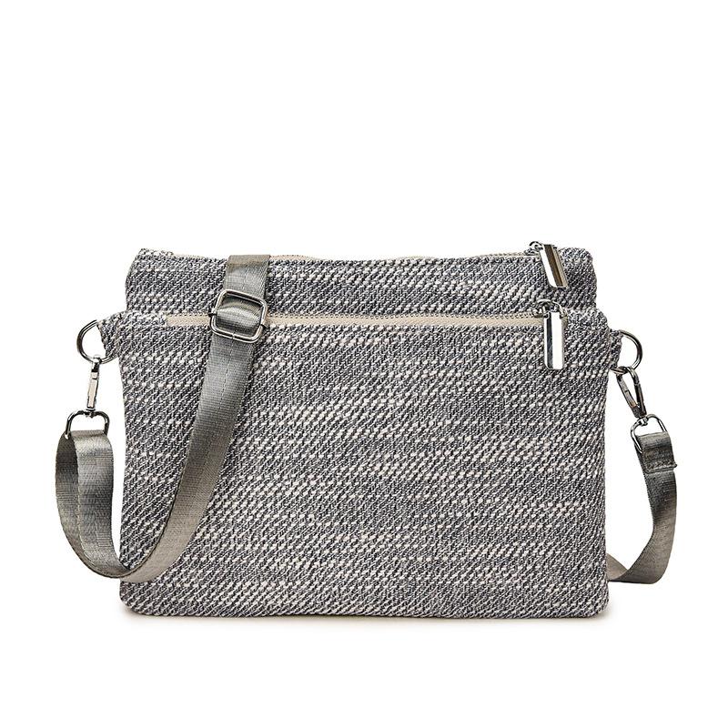 Canvas clutch bag women's new simple trend casual fashion solid color shoulder crossbody small square bag women