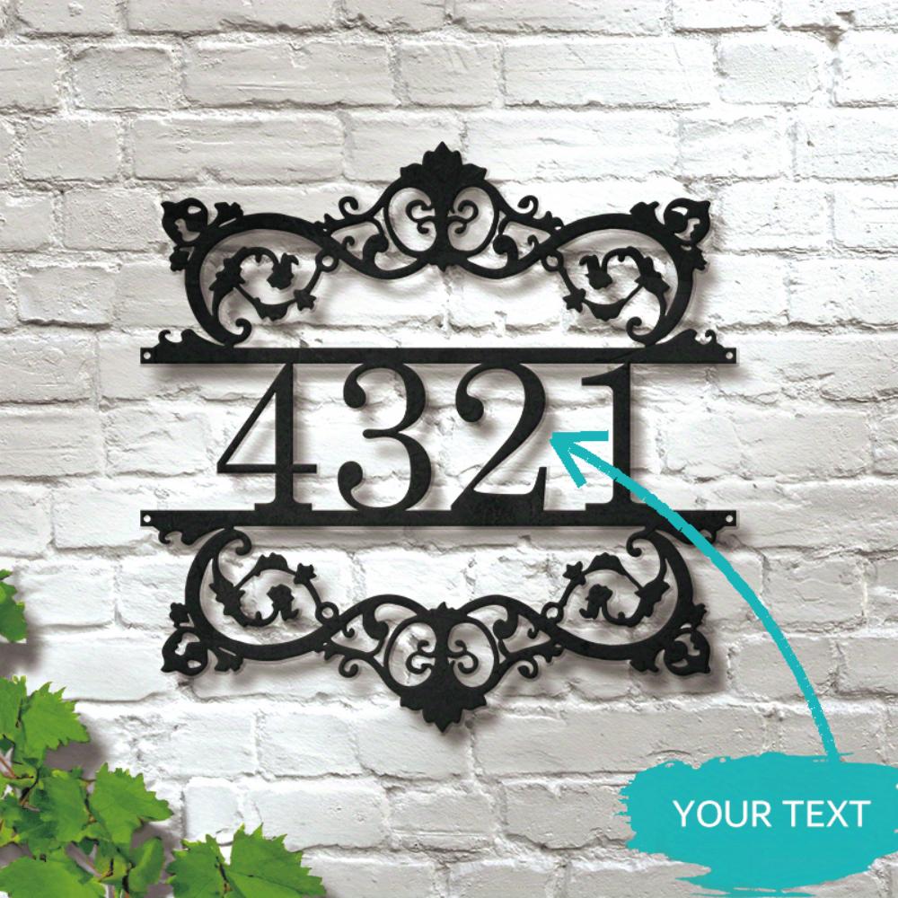 Custom Metal Tin Sign Scroll Design Address Plaque House Number Home Decor