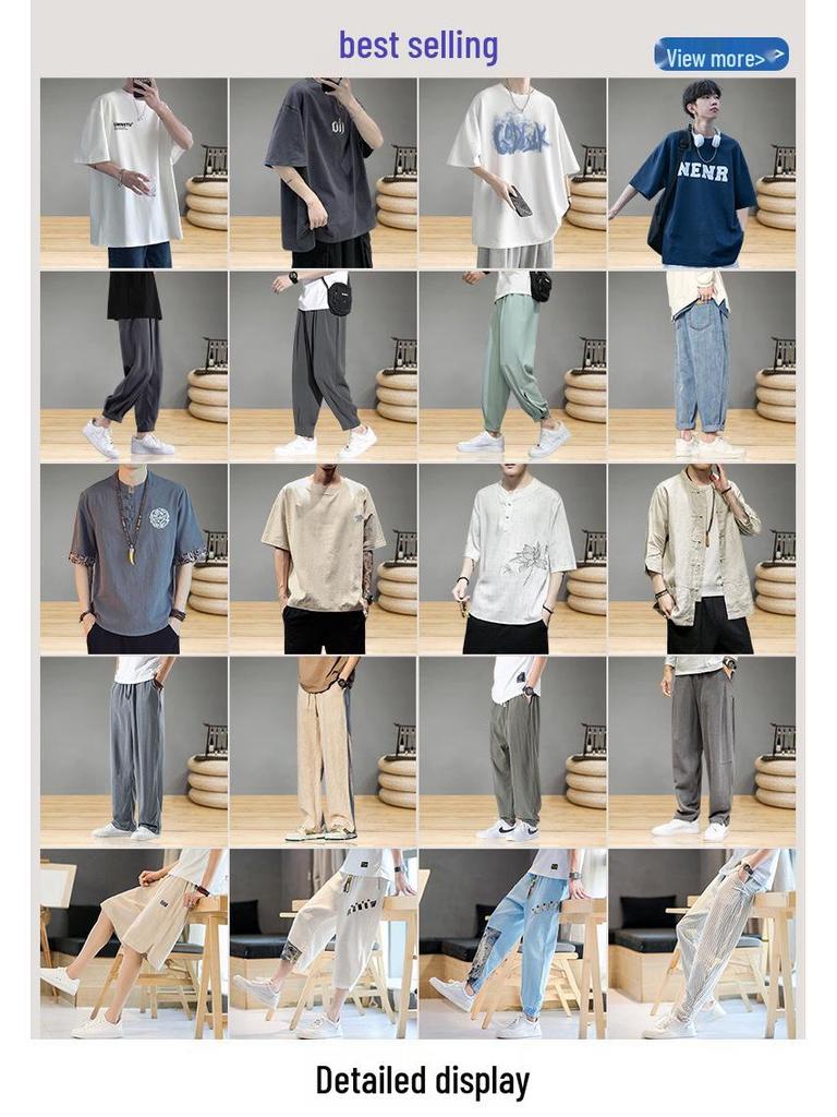 Men's Cotton & Linen Casual Pants - Summer/Winter Loose Wide-Leg Trousers