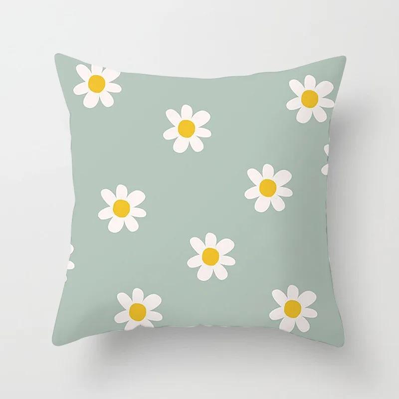 Fresh Daisy Print Pillowcase Office Living Room Home Pillowcase Car Ornaments