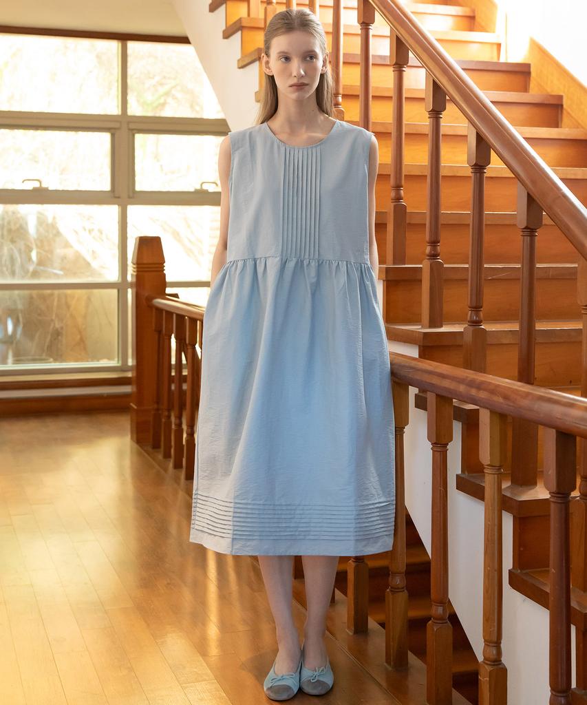J Mark New York Sleeveless Round-Neck Pintuck Dress_2Color