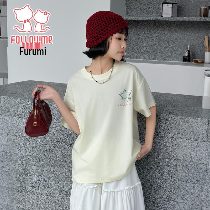 Fuluomi Girls Star Print Short Sleeve T-shirt 160