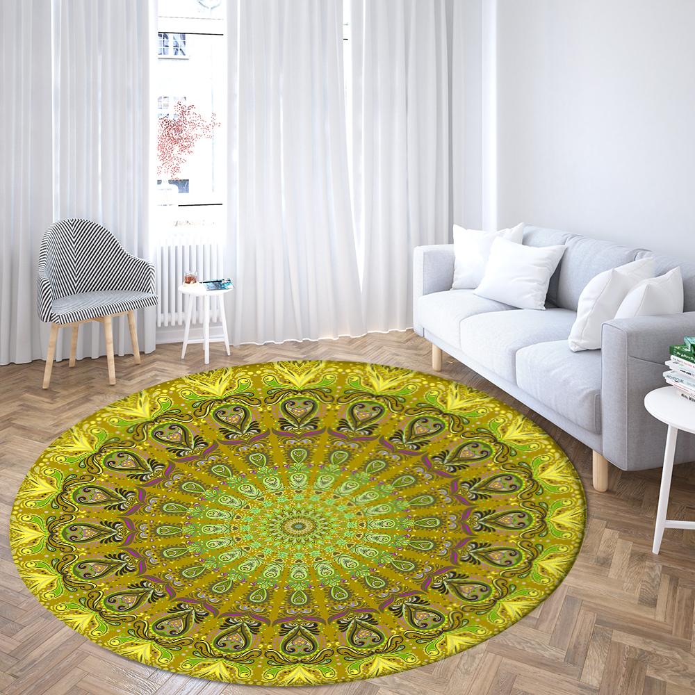 Family Living Room Bedroom Bathroom Floor MATS Printed Decorative Carpet Psychedelic Mandala Round Carpet Sofa Carpet Home Decor