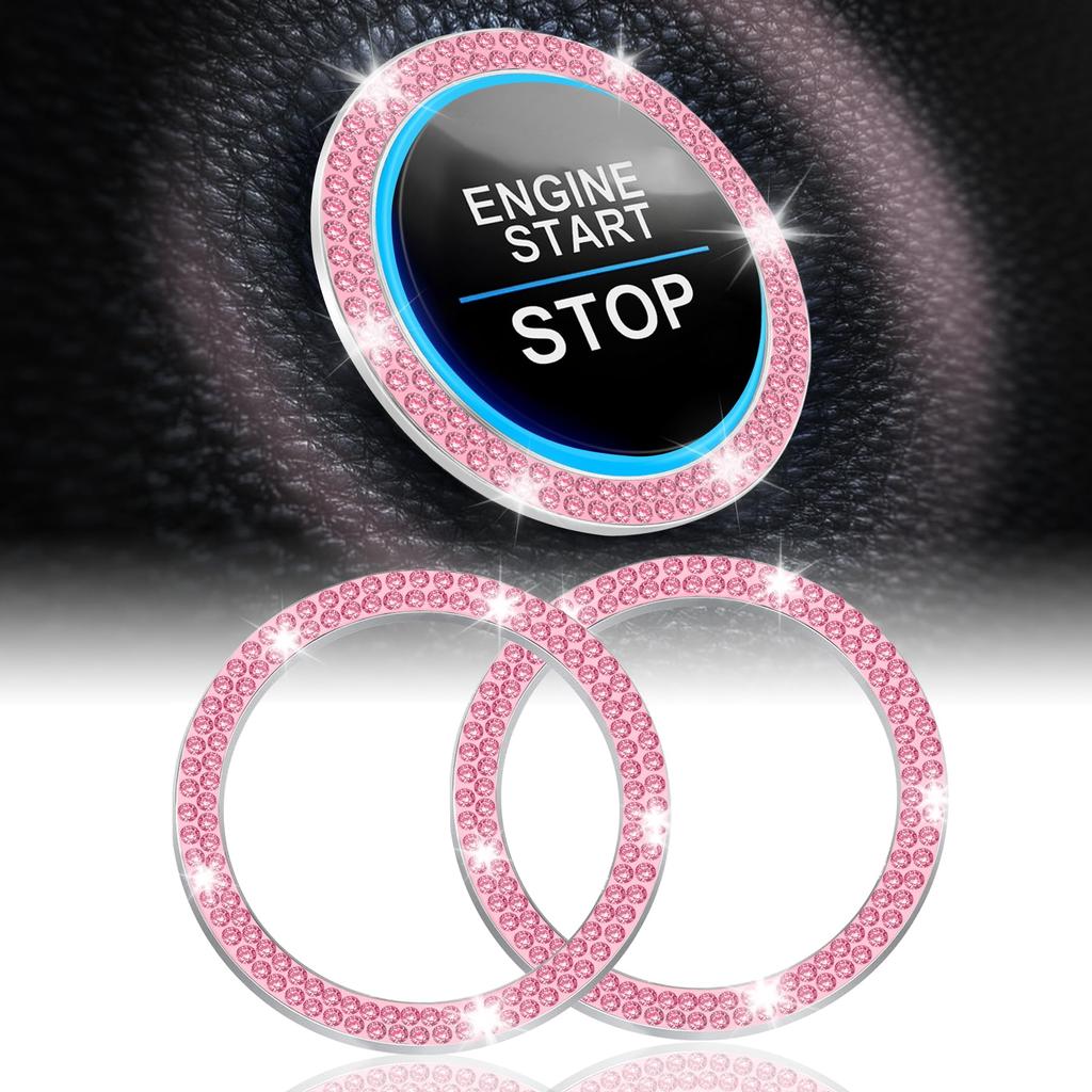 Crystal Rhinestone Car Engine Start Stop Decoration Ring, Bling Car Interior Accessories, Push to Start Button Cover Sticker